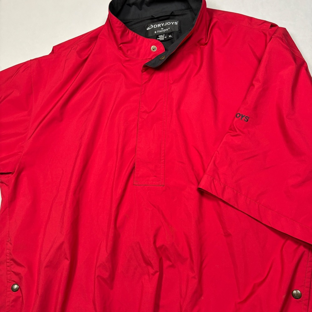 FootJoy DryJoys Golf Windbreaker Mens XL Red Short‎ Sleeve 1/4 Zip Pullover